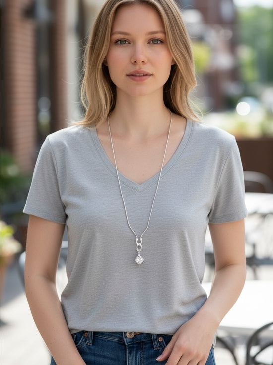 Jewelry - White House Black MarketSilver Long Pendant Necklace with Cubic Zirconia pendant